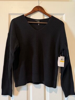 1. State Black V-Neck Ribbed Sweater